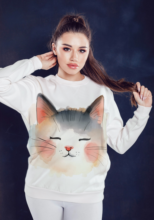 Smiley Cat Face Sweatshirt