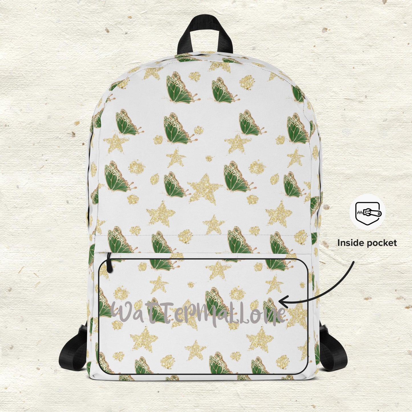 Sparkly Dark Green Butterflies Backpack