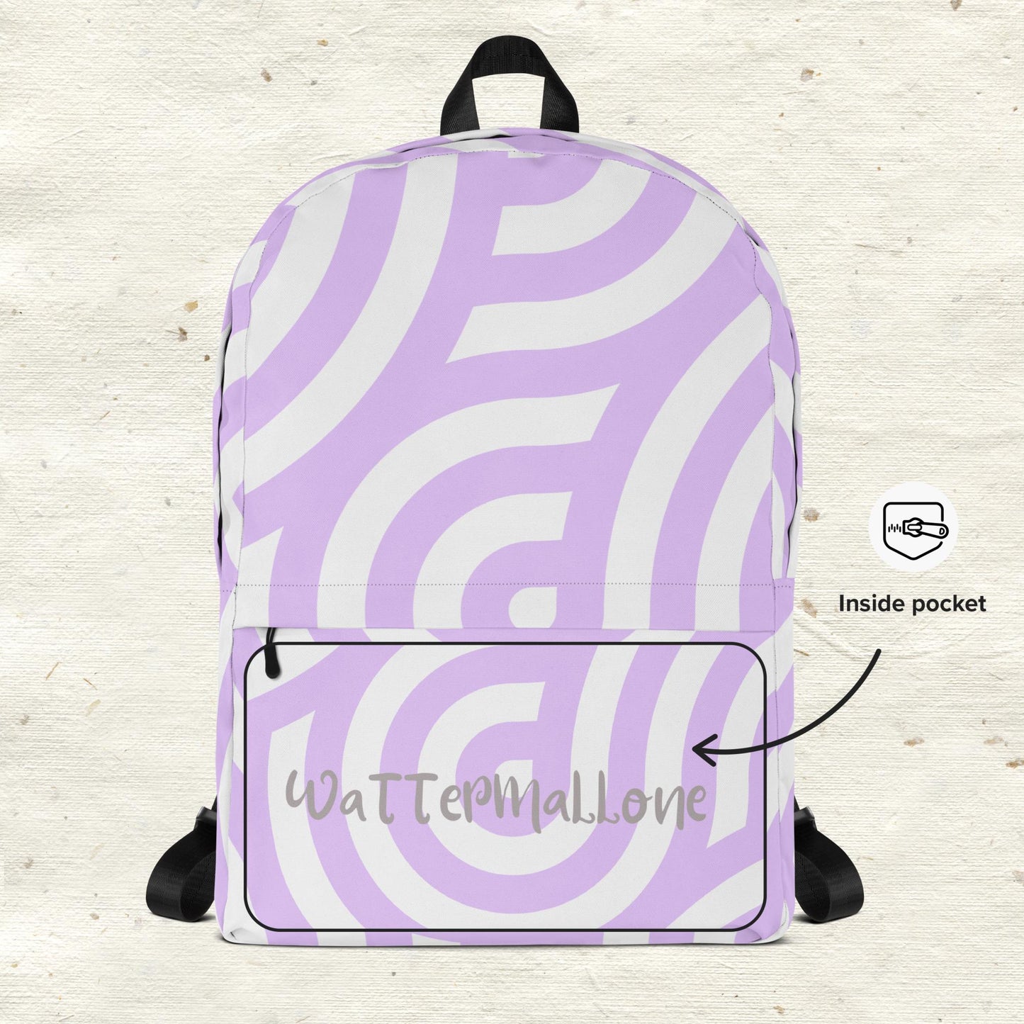 Curved Lines Purple and White Backpack