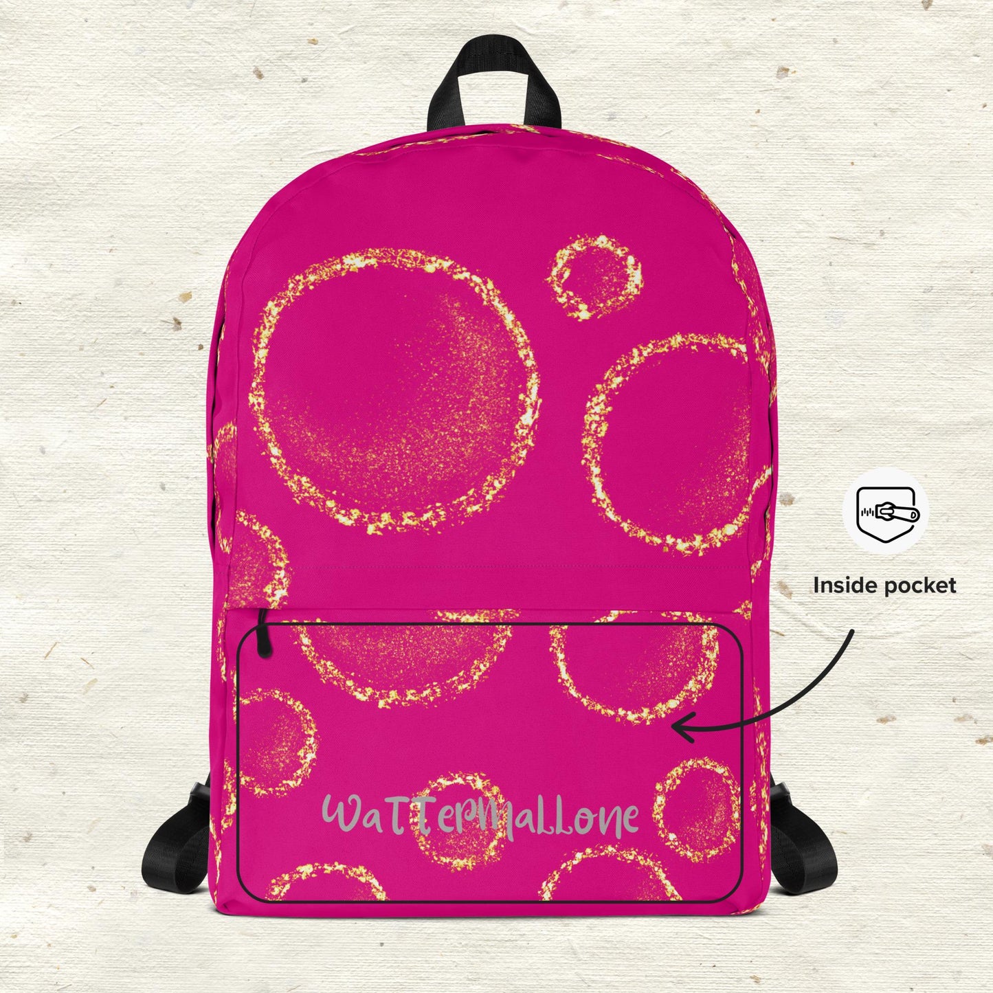 Gold Circles Dark Pink Backpack