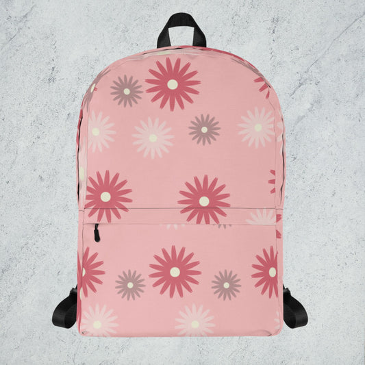 Grey and Peach Daisy Backpack