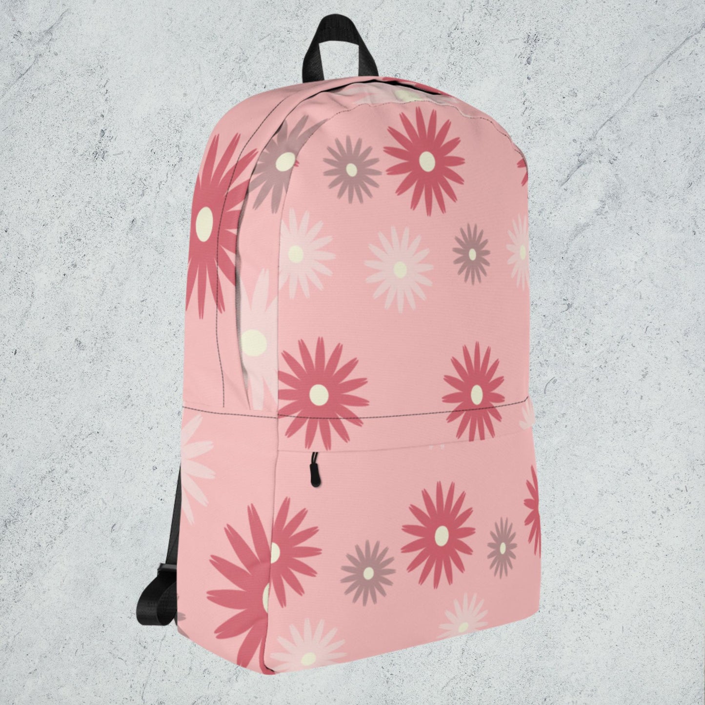 Grey and Peach Daisy Backpack