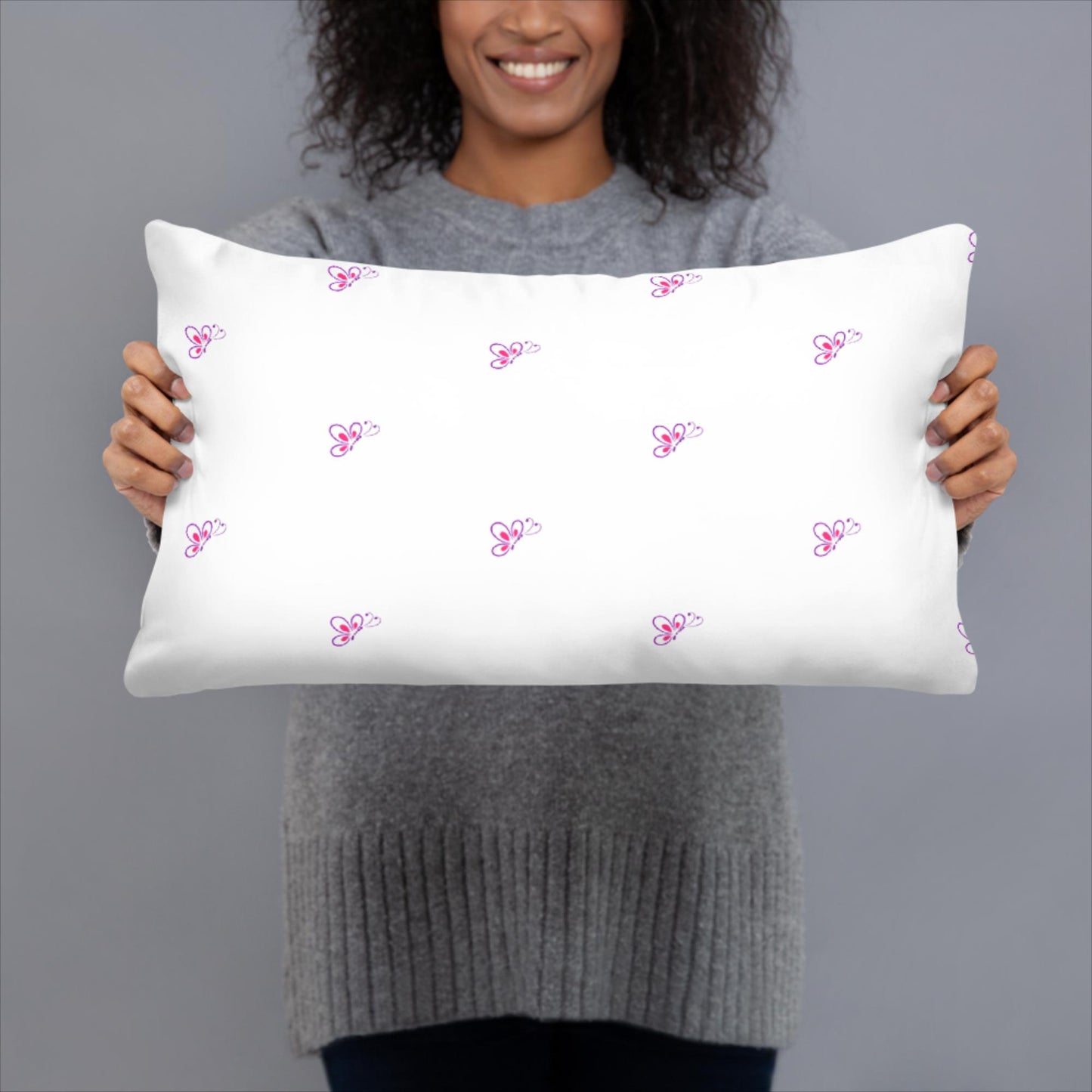 Pink and Purple Butterflies Pattern Basic Pillow