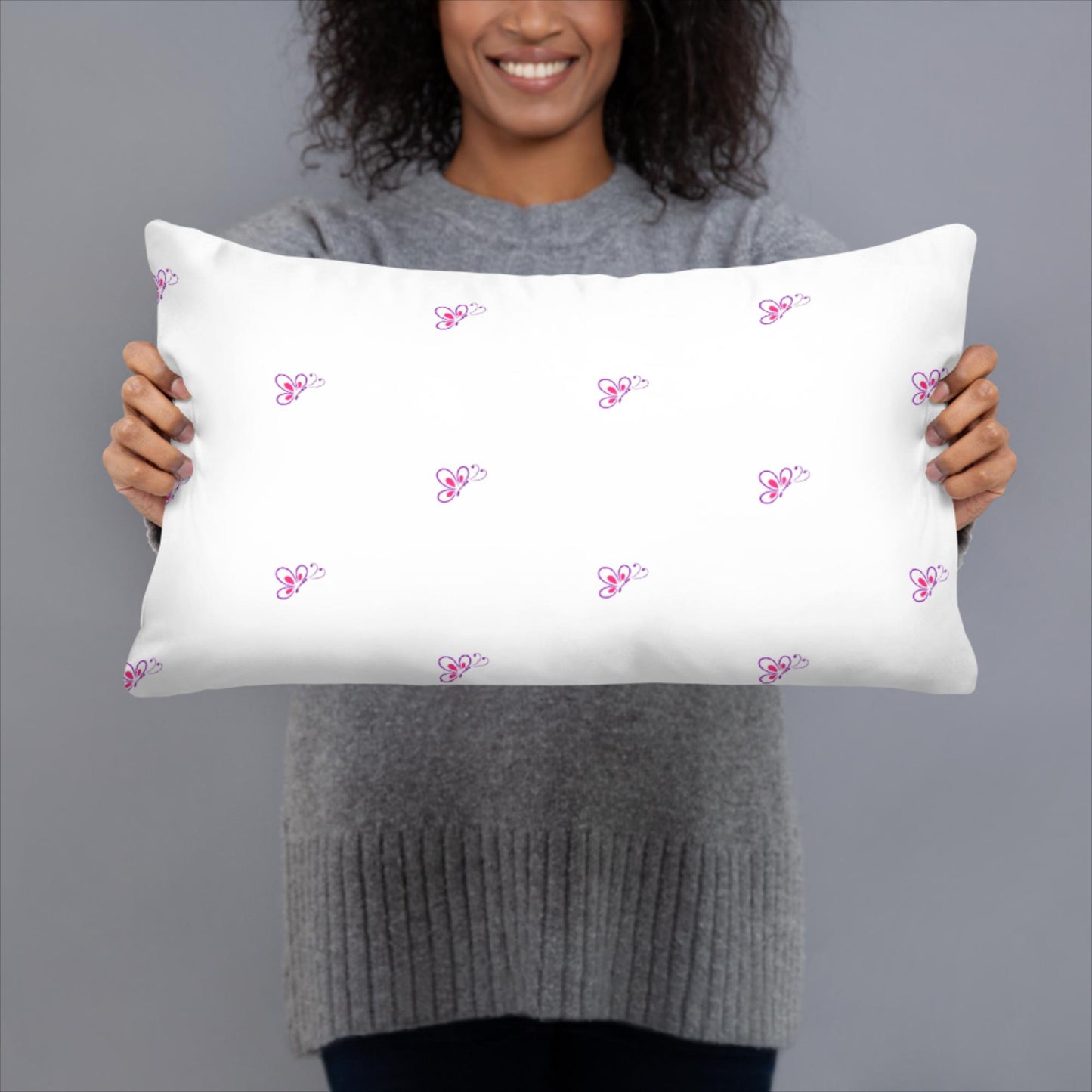 Pink and Purple Butterflies Pattern Basic Pillow