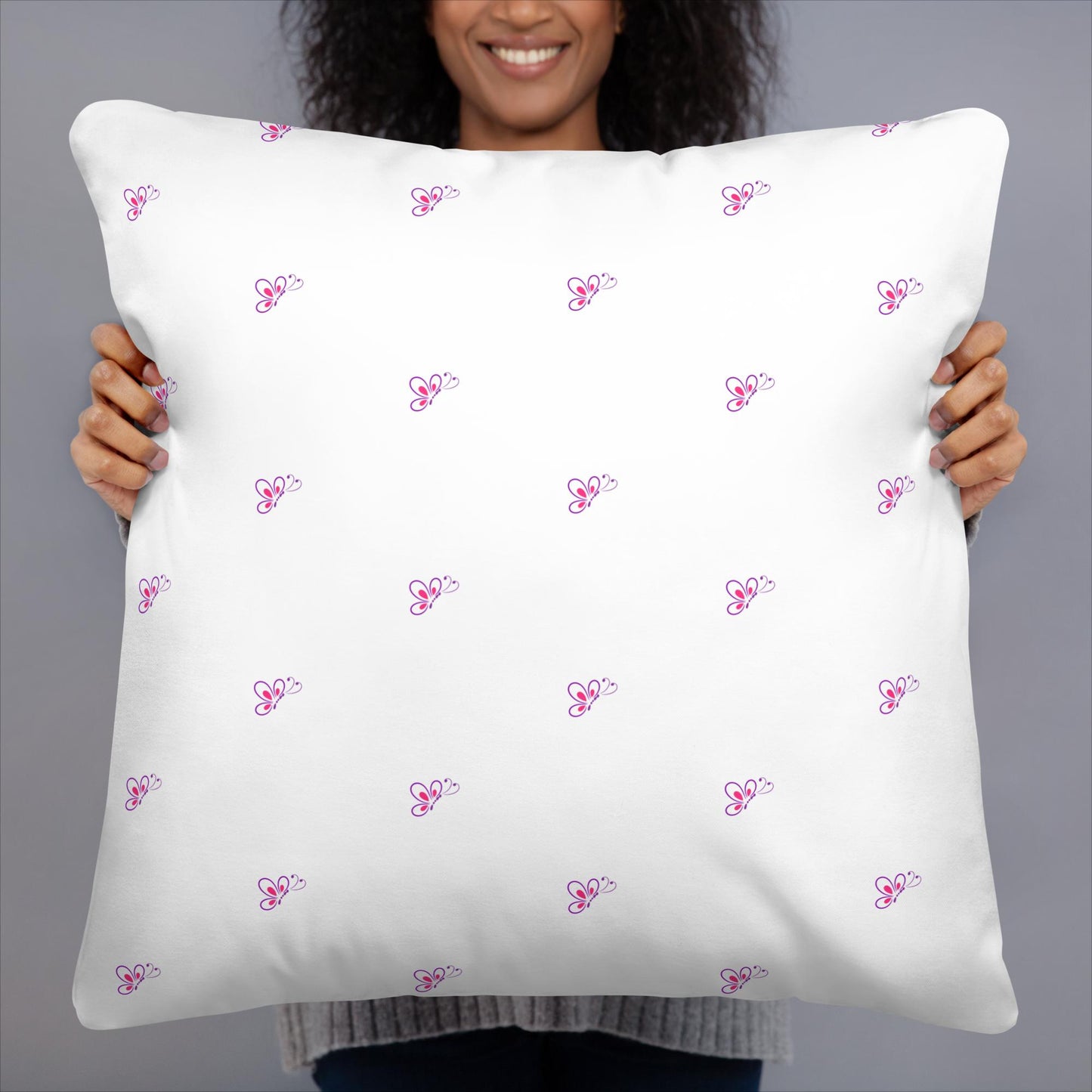 Pink and Purple Butterflies Pattern Basic Pillow