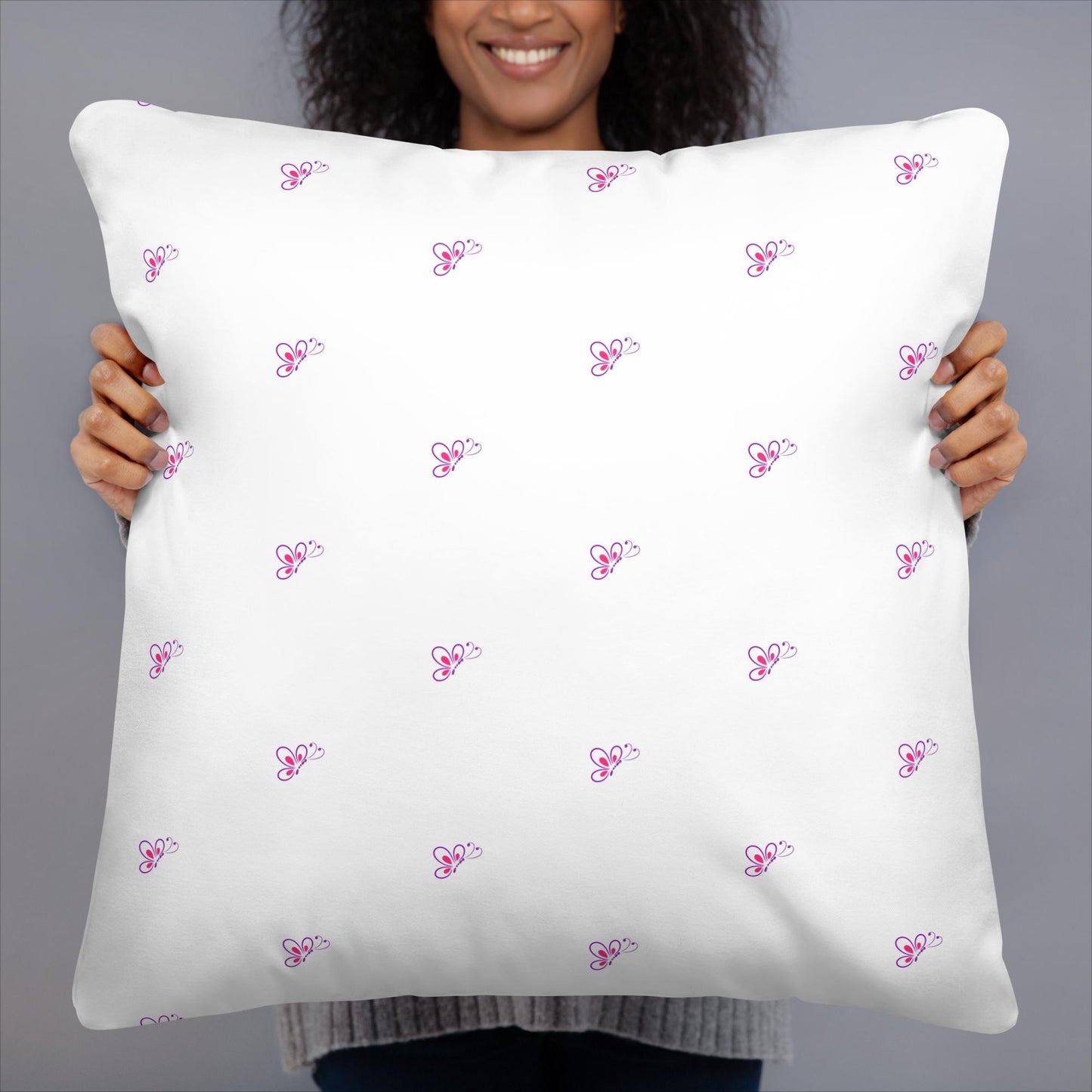 Pink and Purple Butterflies Pattern Basic Pillow