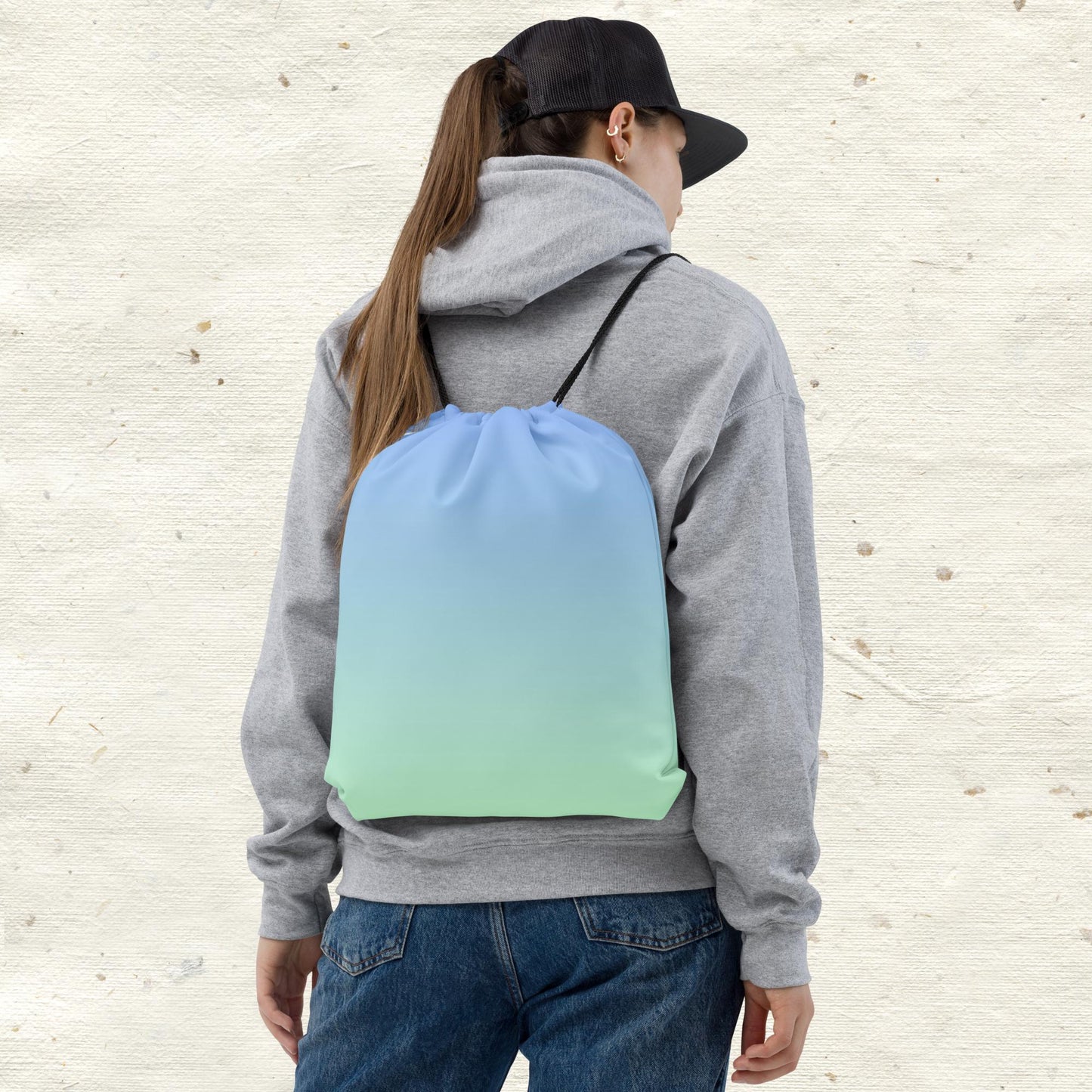 Blue and Green Ombré Drawstring Bag