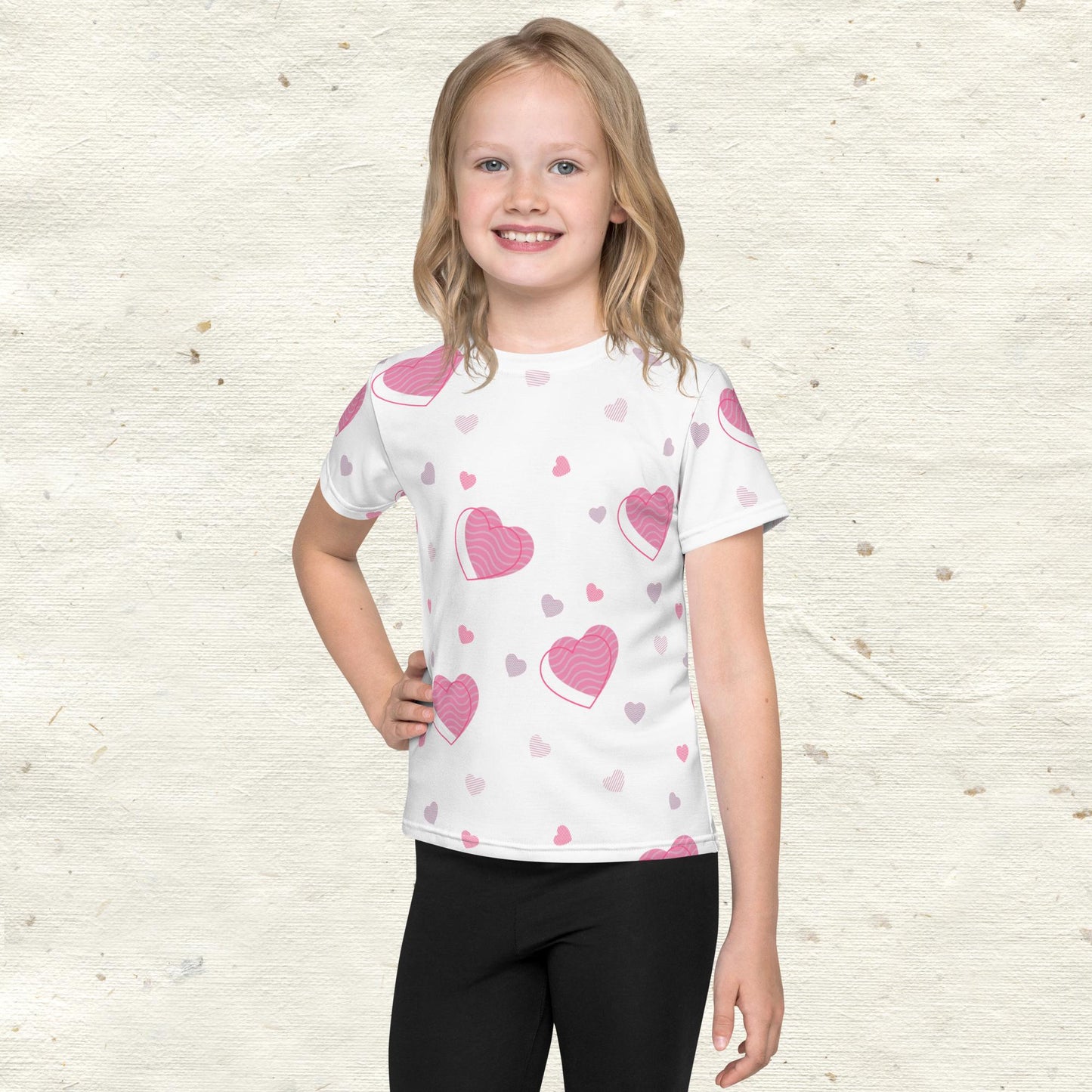 Hearts with Waves Kids crew neck t-shirt