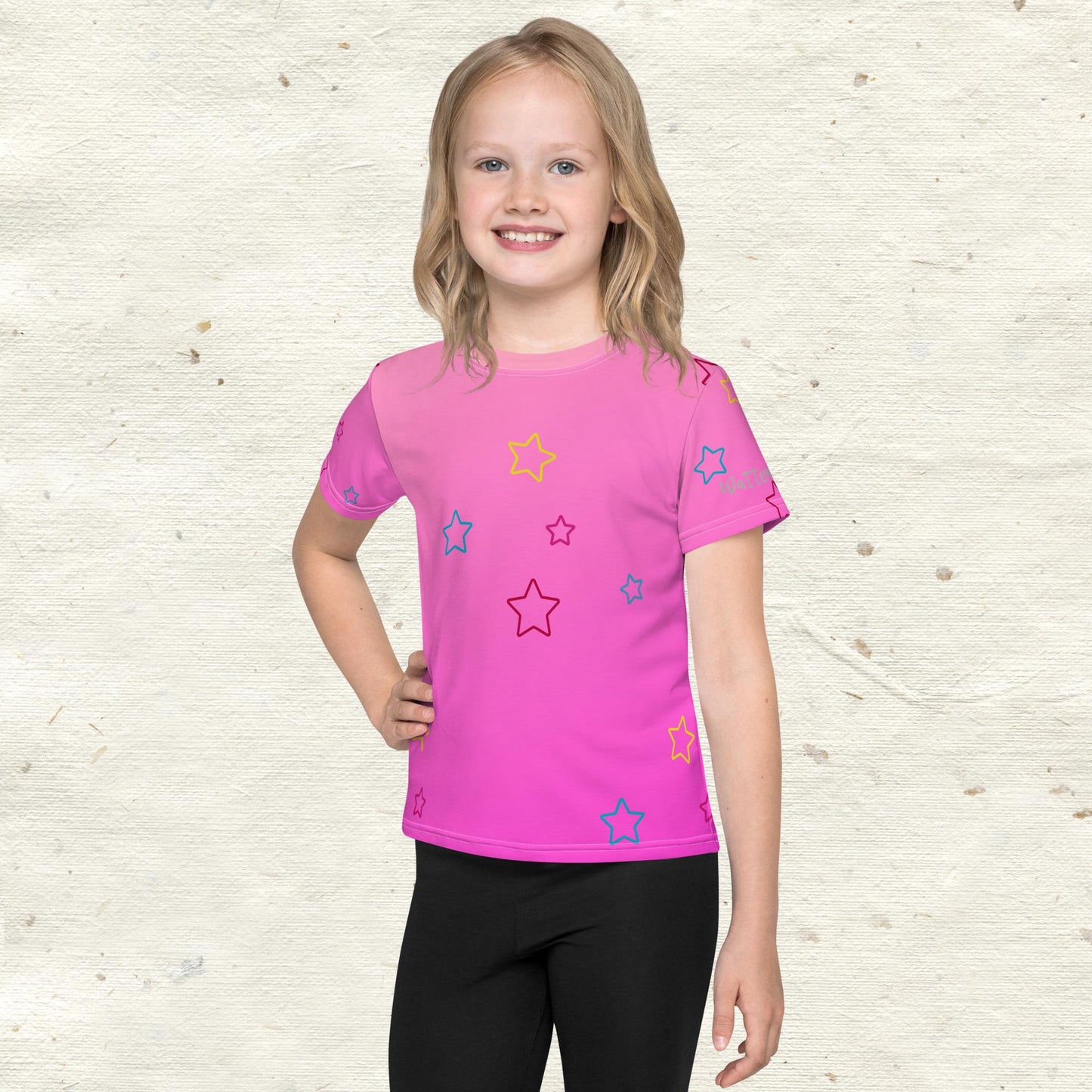 Stars and Pink Ombré Kids Crew Neck T-shirt