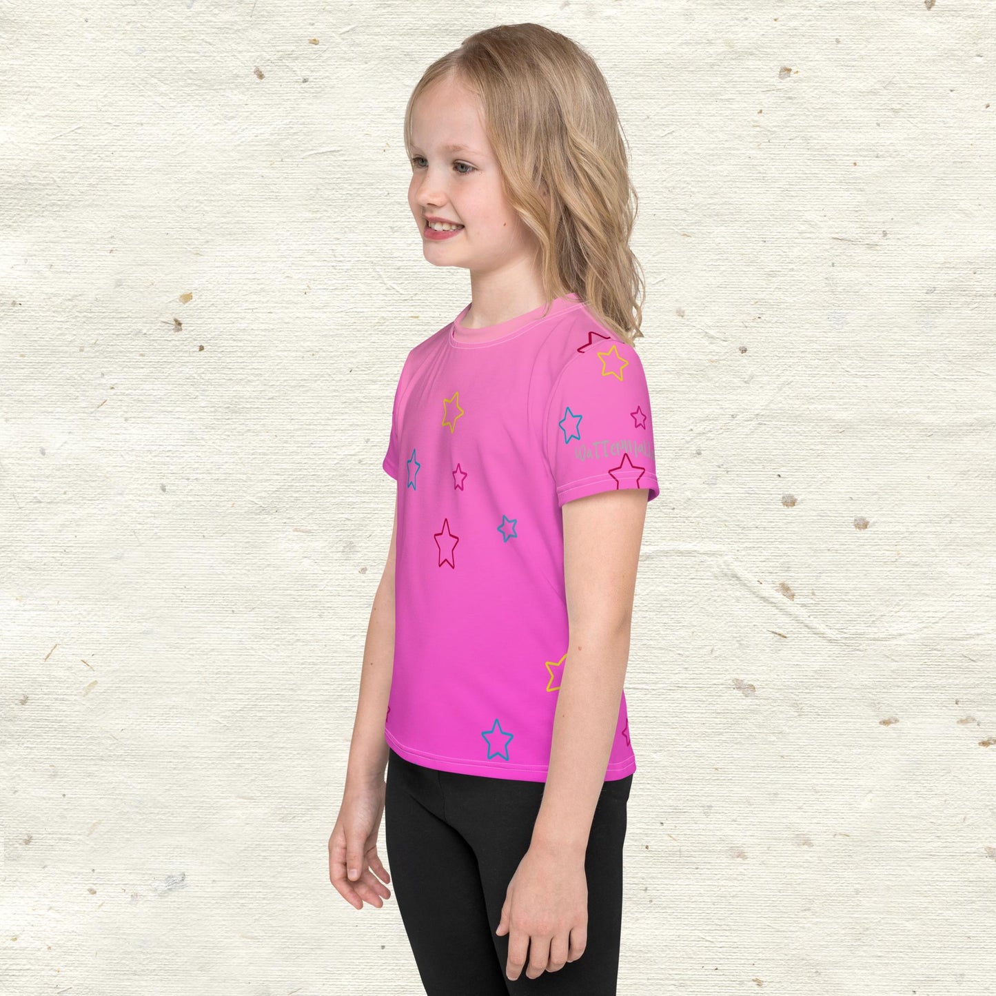 Stars and Pink Ombré Kids Crew Neck T-shirt