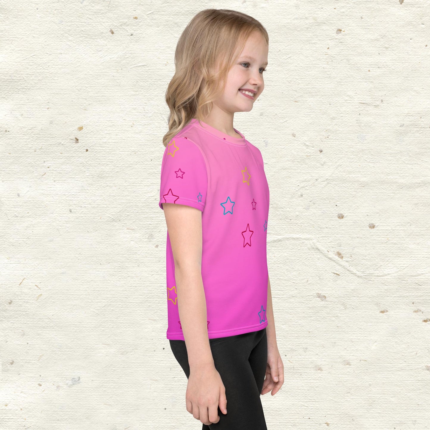 Stars and Pink Ombré Kids Crew Neck T-shirt