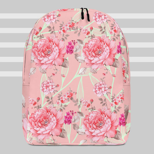 Peach Floral Minimalist Backpack