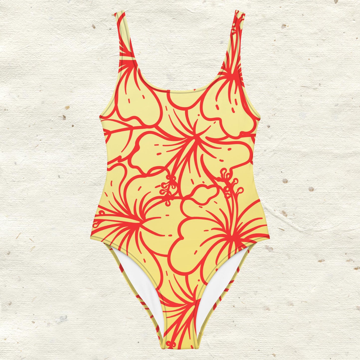 Red Tropical Flowers One-Piece Swimsuit