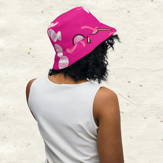 Lollipop Deep Pink Reversible Bucket Hat