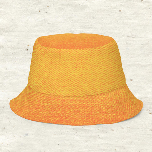 Orange Washed Denim Reversible Bucket Hat