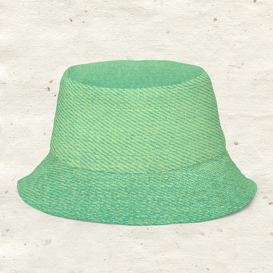 Green Washed Denim Reversible Bucket Hat