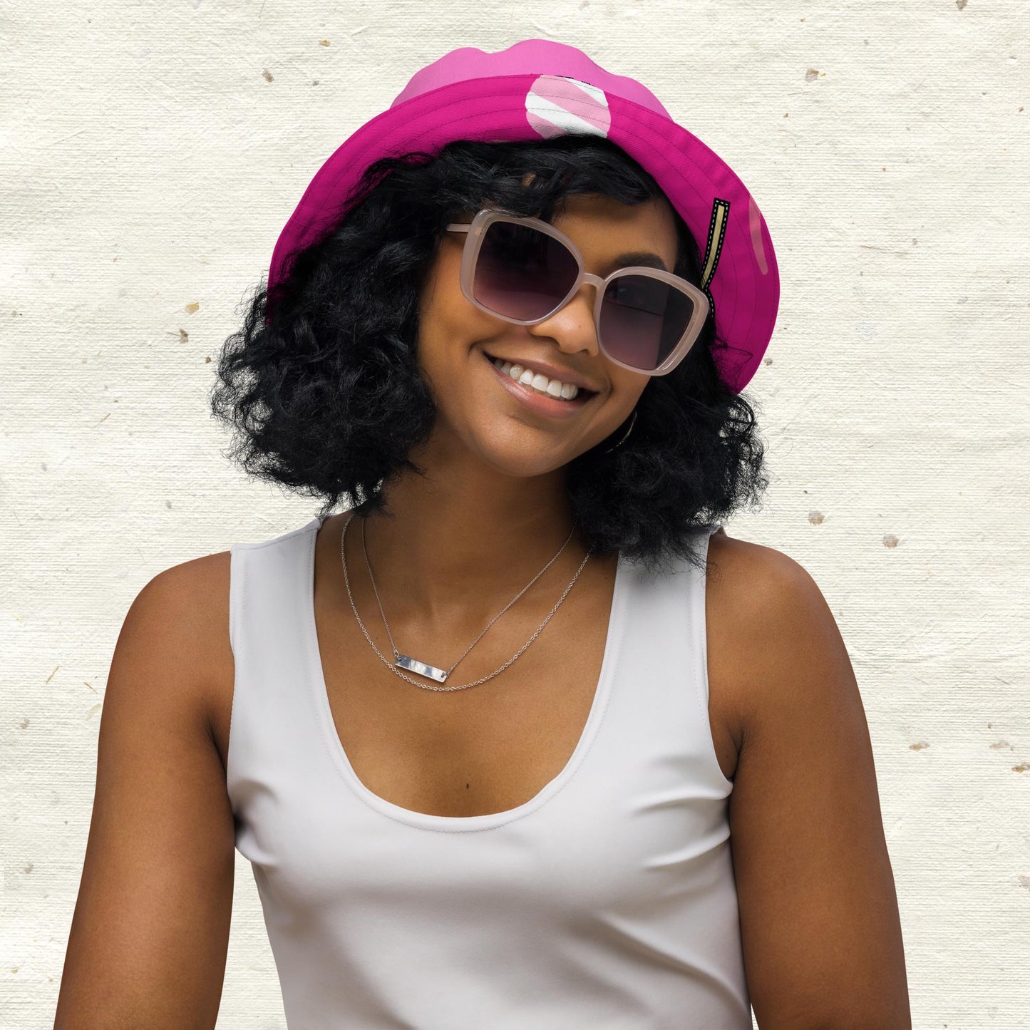 Lollipop Deep Pink Reversible Bucket Hat