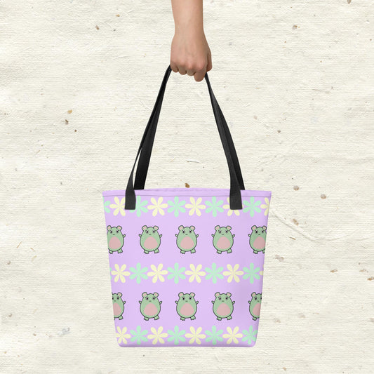 Mint and Butter Flowers Tote Bag