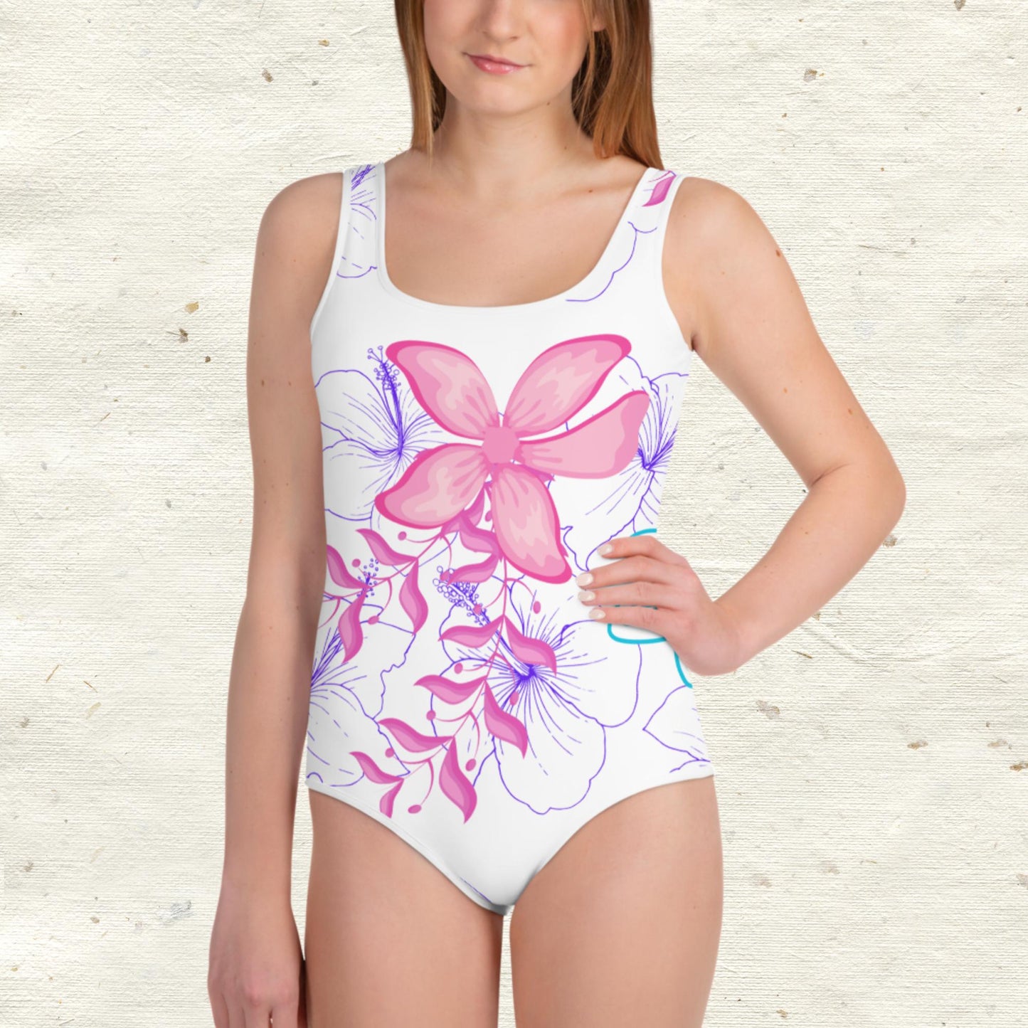 Kind Flower All-Over Print Youth Swimsuit