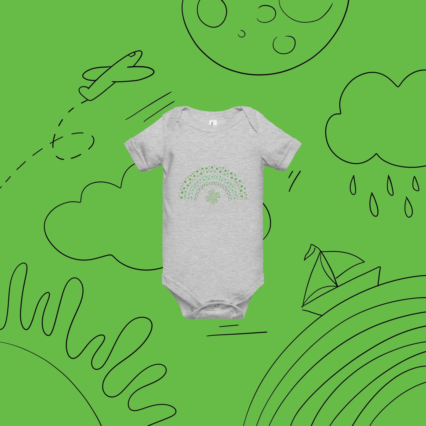 St Patrick’s Day Clover Rainbow Green Baby Short Sleeve One Piece