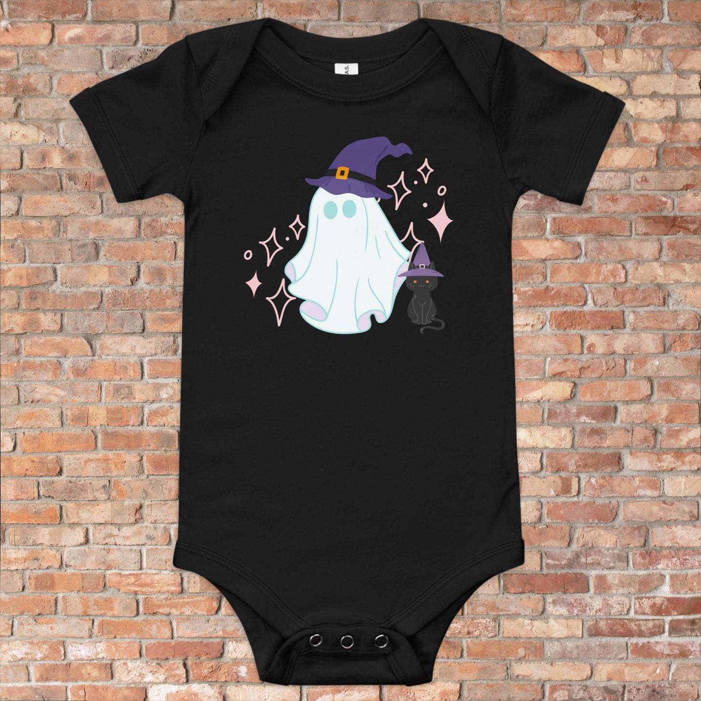 Cute Ghost and Cat Baby Short Sleeve One Piece