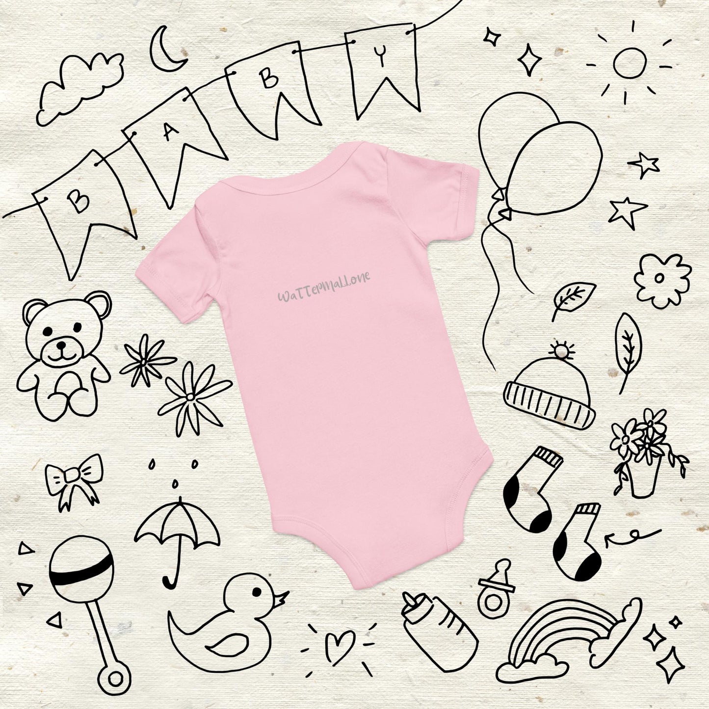 Proud Baby of New Parents Pink Baby Short Sleeve One Piece