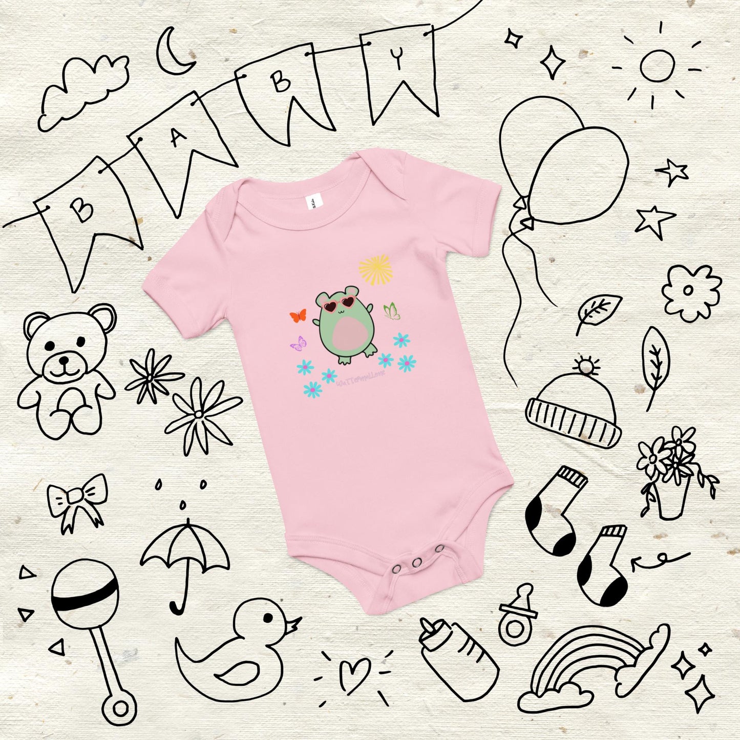 Cheerful Butterflies Baby Short Sleeve One Piece