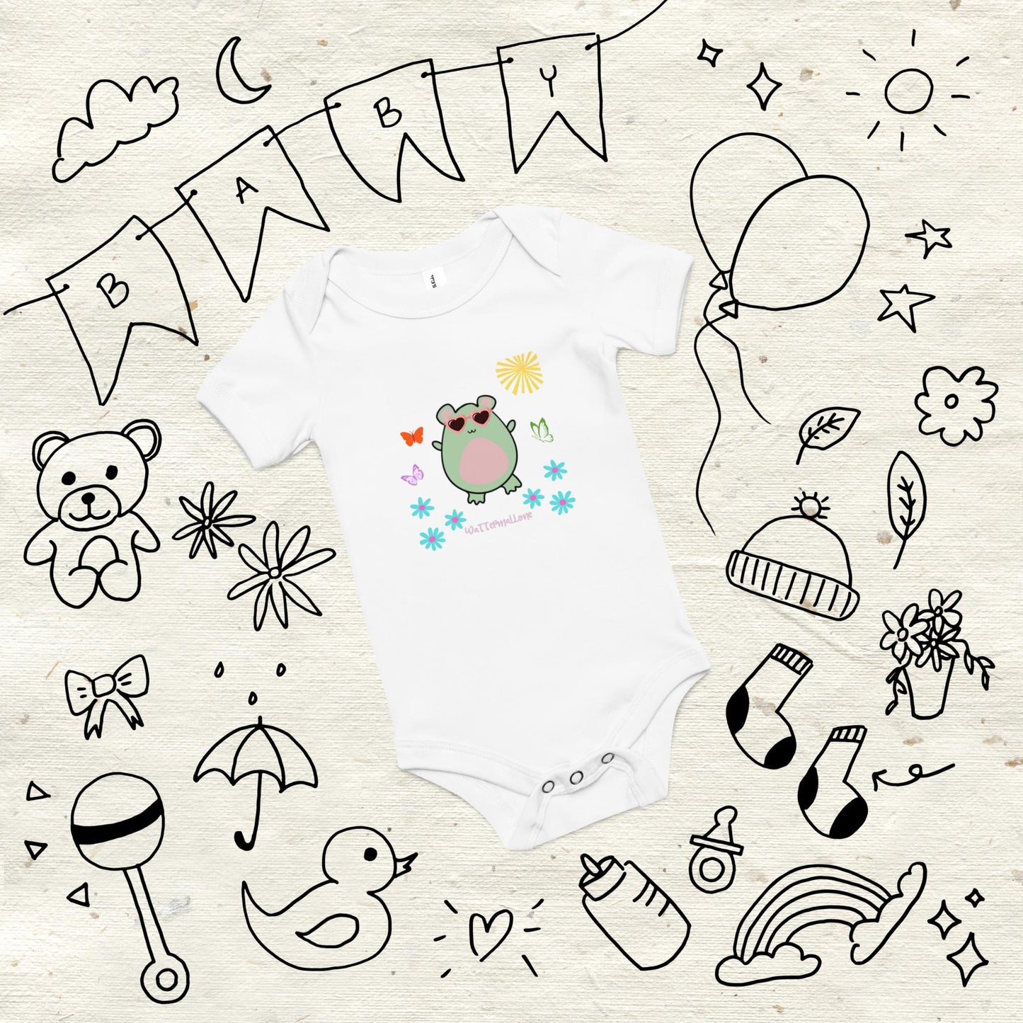 Cheerful Butterflies Baby Short Sleeve One Piece