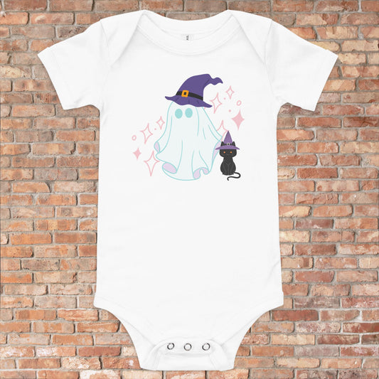 Cute Ghost and Cat Baby Short Sleeve One Piece