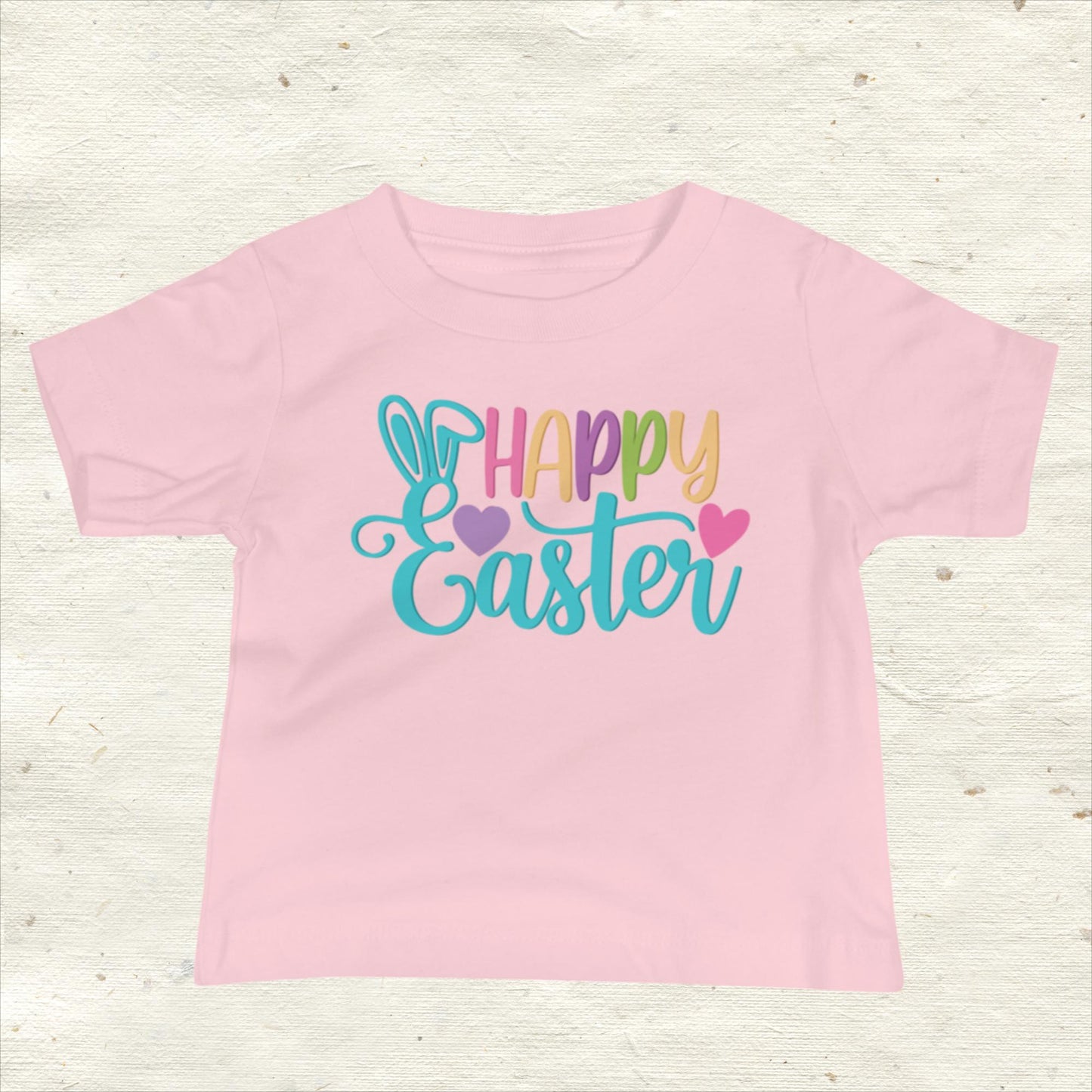 Happy Easter with Hearts Baby Jersey Short Sleeve Tee