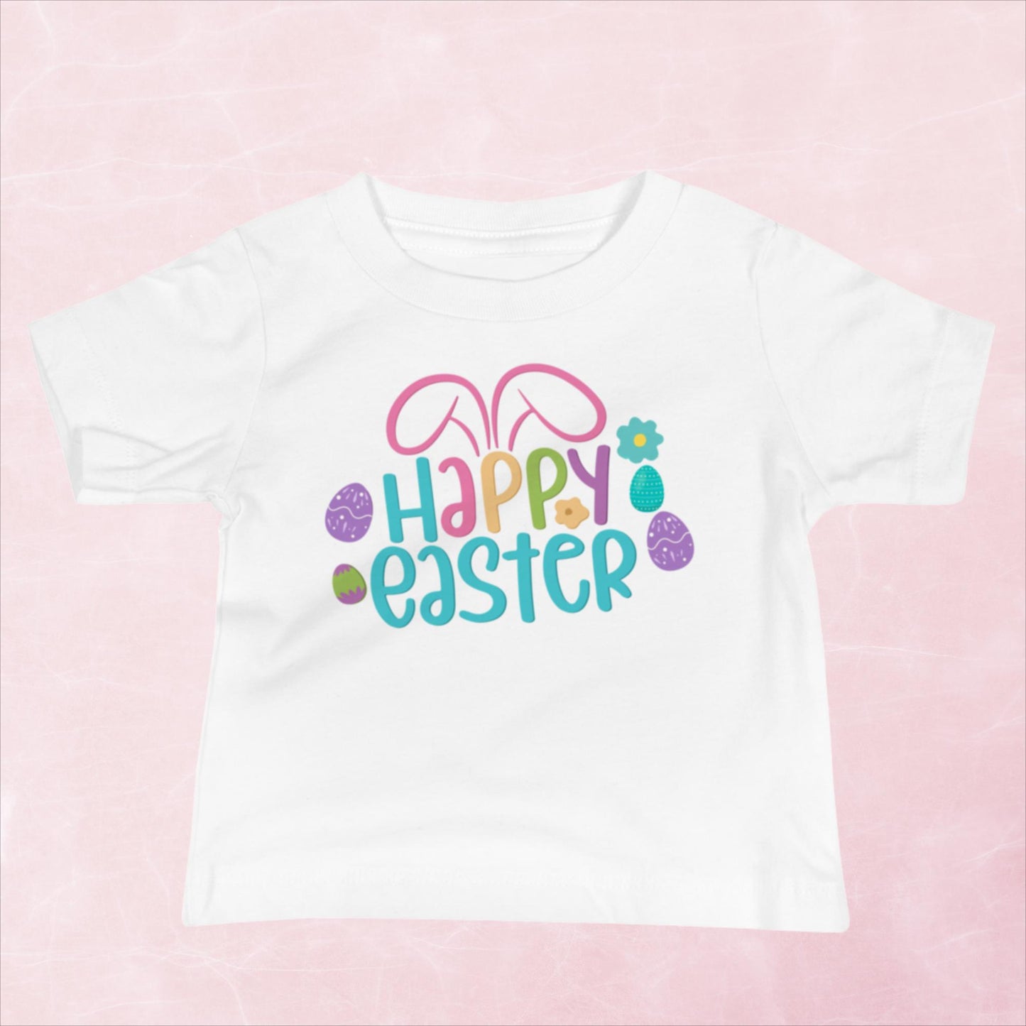 Happy Easter with Bunny Ears Baby Jersey Short Sleeve Tee