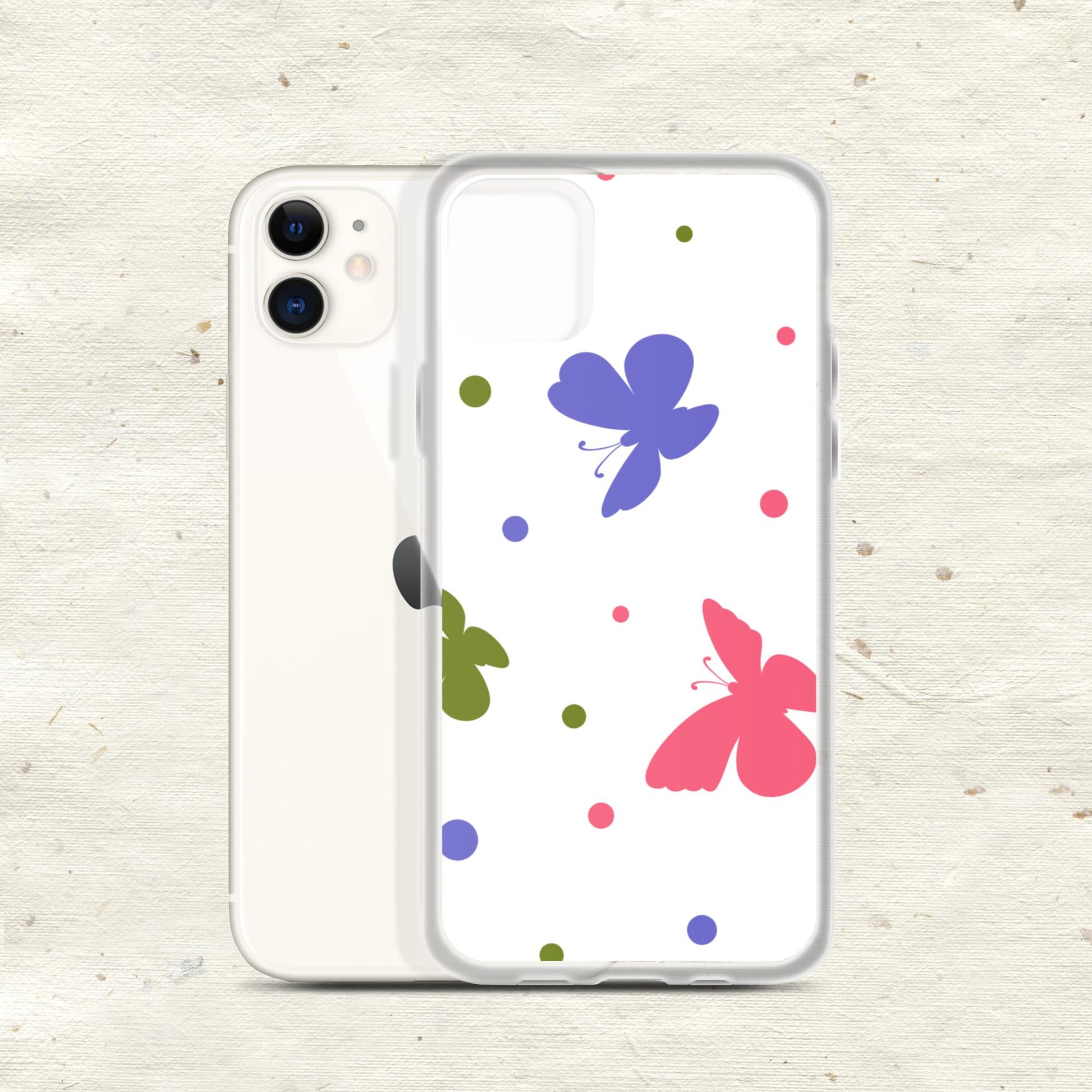 Butterflies & Dots Clear Phone Case for iPhone