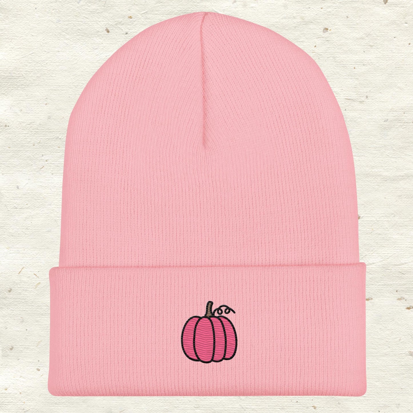 Pink Pumpkin Cuffed Beanie