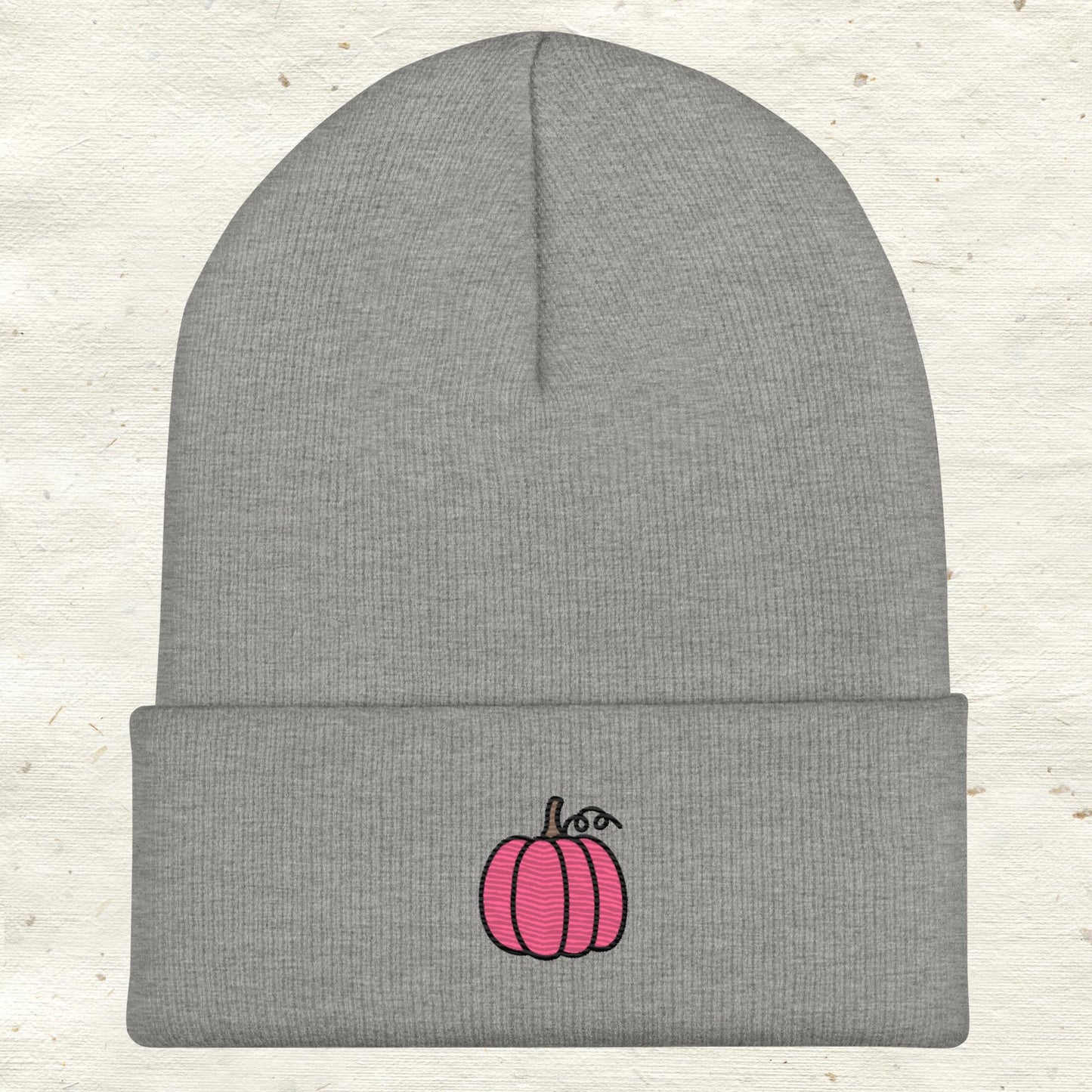 Pink Pumpkin Cuffed Beanie