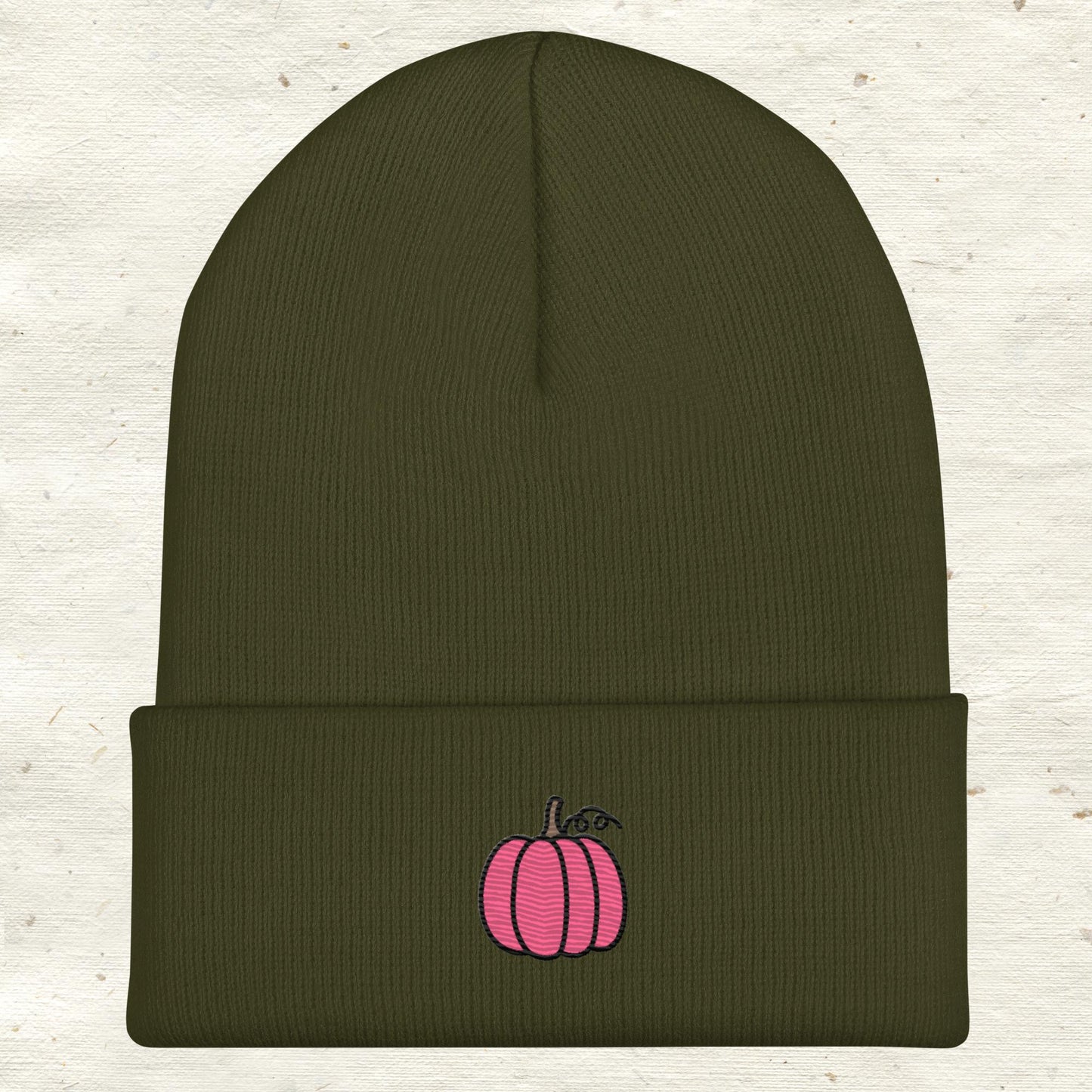 Pink Pumpkin Cuffed Beanie