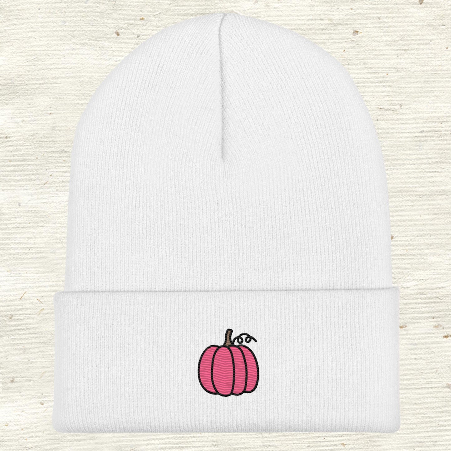 Pink Pumpkin Cuffed Beanie