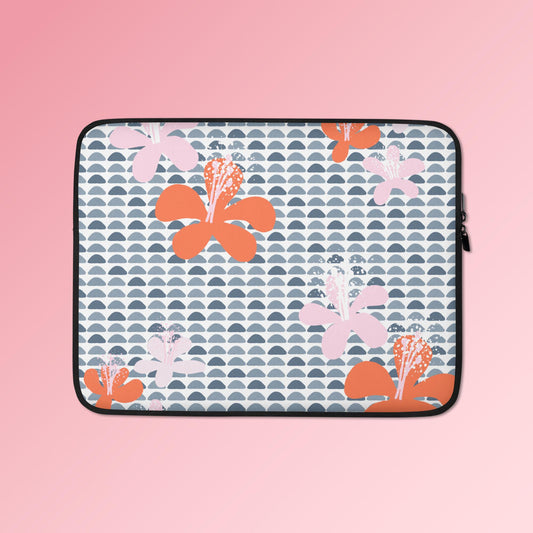 Orange and Pink Flowers Laptop Sleeve