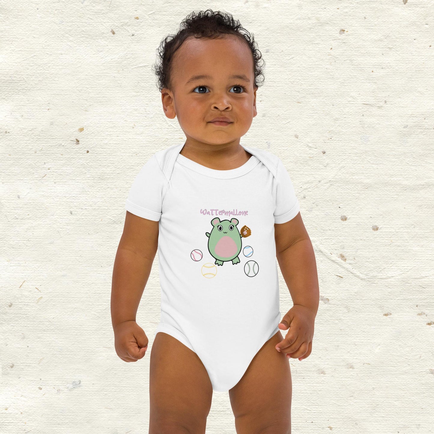 WaTTerMaLLone Baseball Organic Cotton Baby Bodysuit