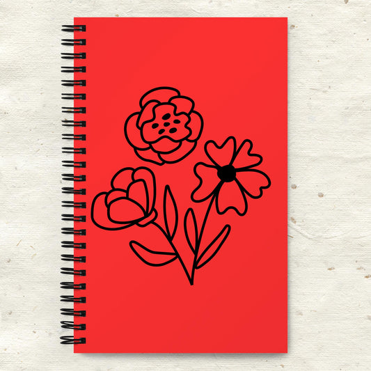 Floral Red Spiral Notebook