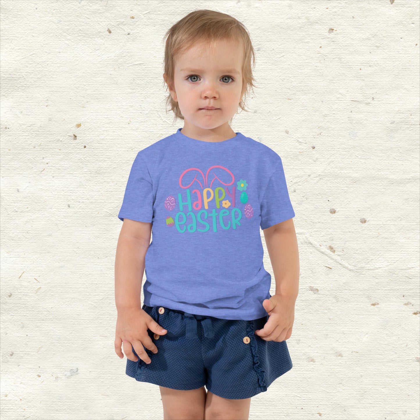 Happy Easter with Bunny Ears Toddler Short Sleeve Tee