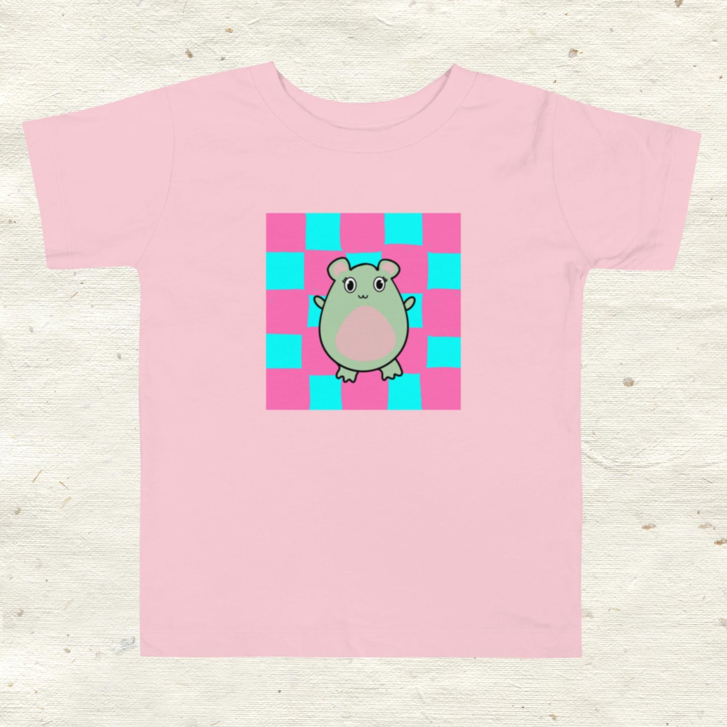 Checkered Hot Pink and Aqua Toddler Short Sleeve Tee