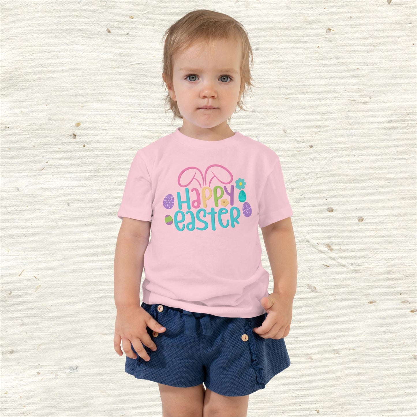 Happy Easter with Bunny Ears Toddler Short Sleeve Tee