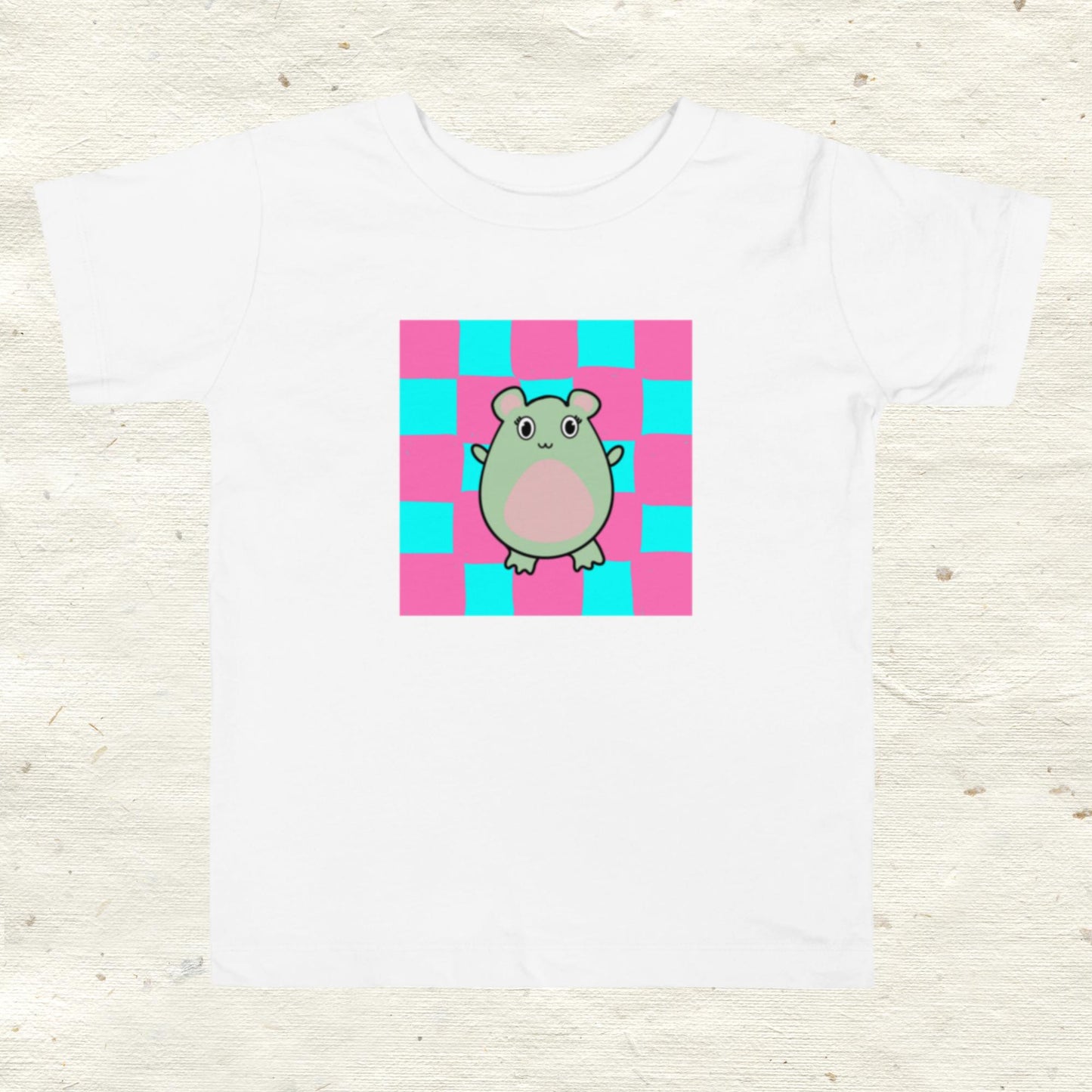 Checkered Hot Pink and Aqua Toddler Short Sleeve Tee