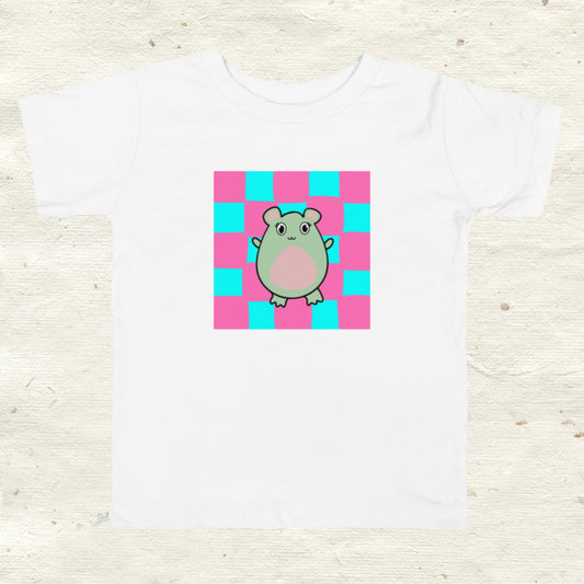 Checkered Hot Pink and Aqua Toddler Short Sleeve Tee