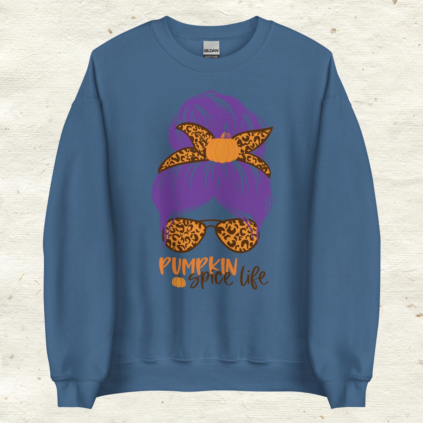 Messy Bun Hair Bow and Glasses Pumpkin Spice Unisex Sweatshirt