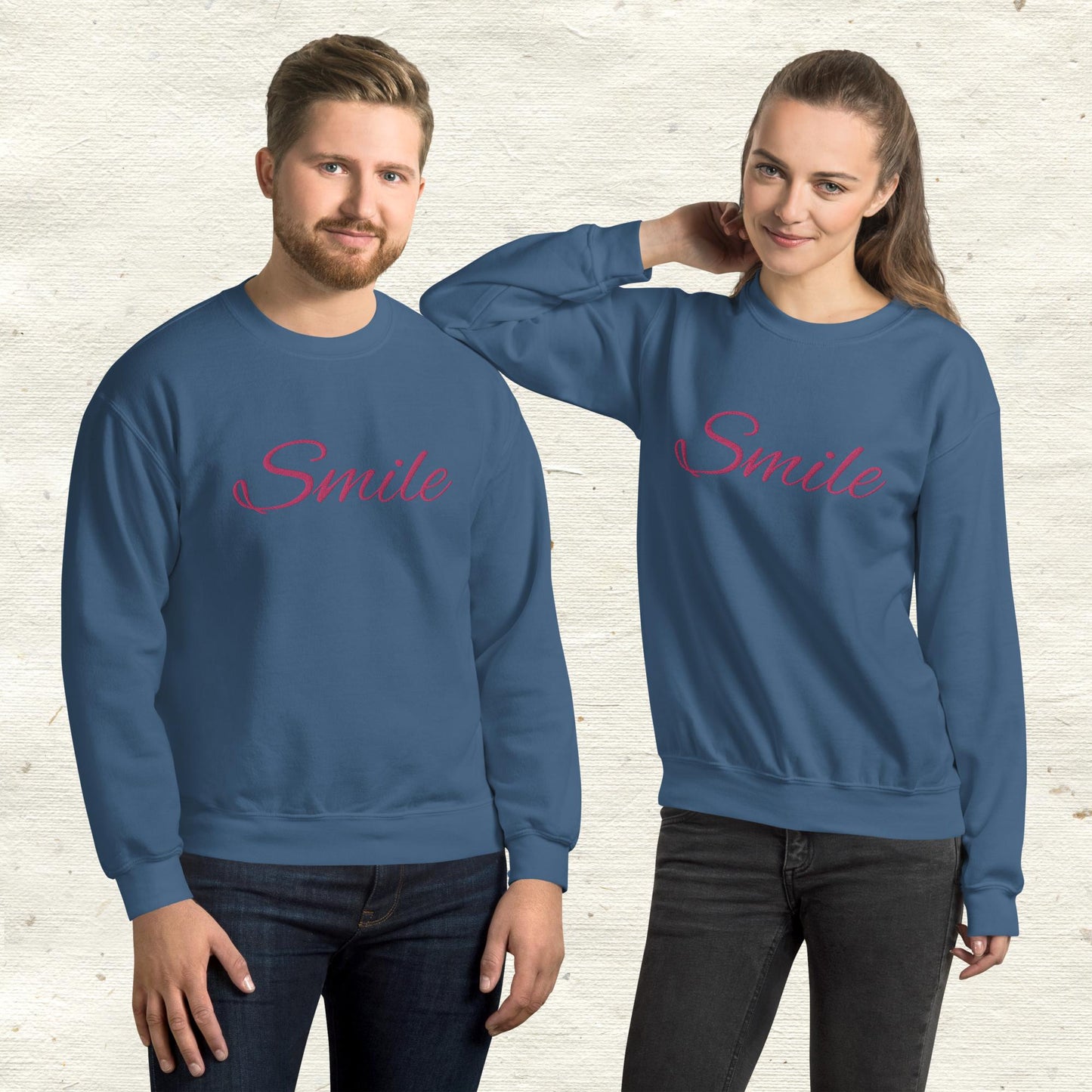 Smile Embroidered Unisex Sweatshirt