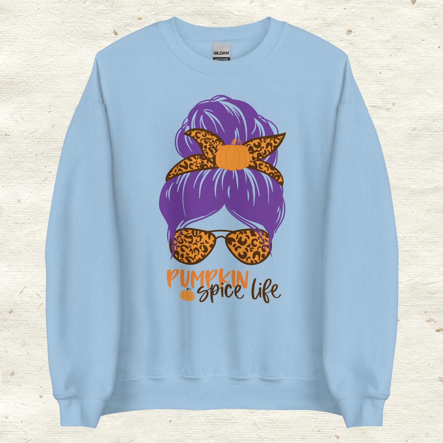 Messy Bun Hair Bow and Glasses Pumpkin Spice Unisex Sweatshirt