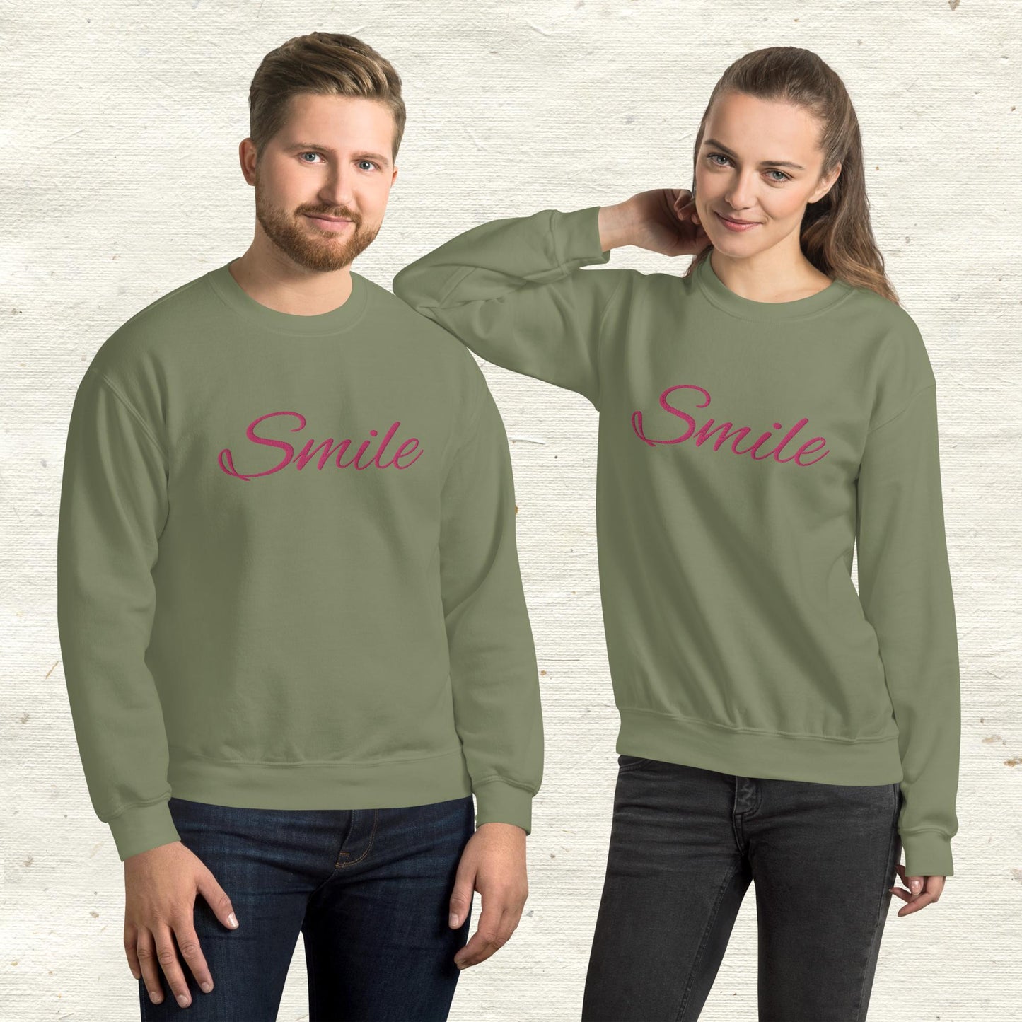 Smile Embroidered Unisex Sweatshirt