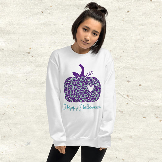 Happy Halloween Purple Pumpkin Unisex Sweatshirt