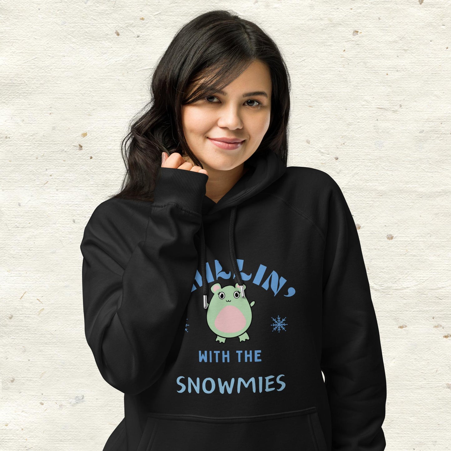 Chillin’ With The Snowmies Unisex eco raglan hoodie